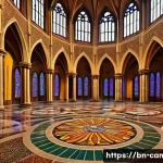 카메룬 야운데 대성당 - A grand Gothic cathedral in Yaound&eacute;, Cameroon, featuring towering pointed arches and an enormous dom...