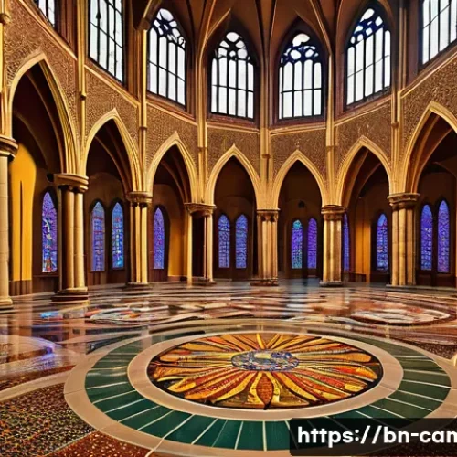 카메룬 야운데 대성당 - A grand Gothic cathedral in Yaound&eacute;, Cameroon, featuring towering pointed arches and an enormous dom...
