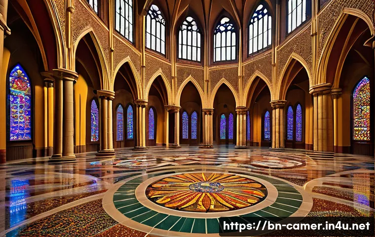 카메룬 야운데 대성당 - A grand Gothic cathedral in Yaoundé, Cameroon, featuring towering pointed arches and an enormous dom...