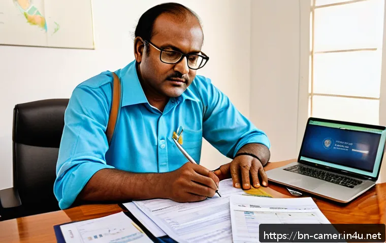 카메룬 비자 신청 방법 - A detailed scene of a Bengali applicant carefully filling out a Cameroon visa application form at a ...