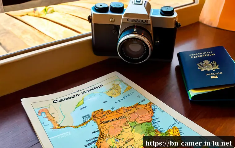 Home 17 카메룬 방문 가이드 - Photorealistic travel planning scene for a Cameroon visit guide, open blank paper map of Cameroon sh...